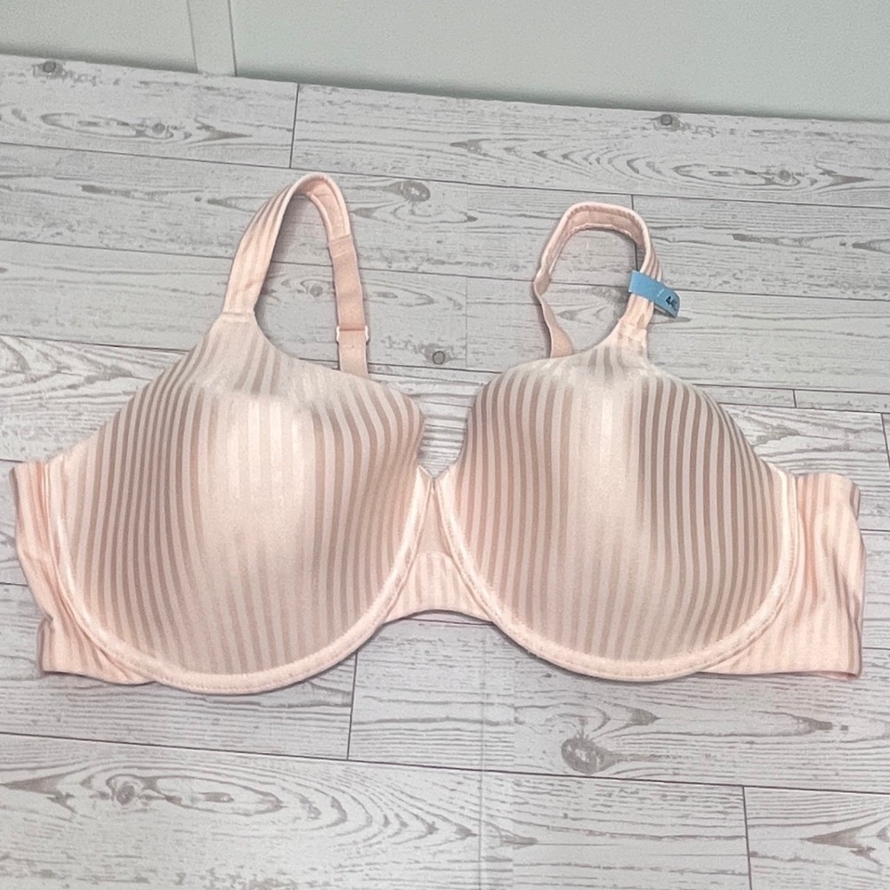 Playtex Secrets Body Underwire Bra 4747 Pink Tonal Stripe 44C Padded Straps